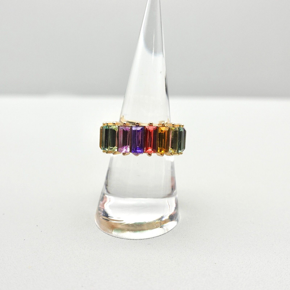 Sugarfix Baublebar Ring Cocktail Rainbow Multicolor Crystal Eternity Band Size 8
